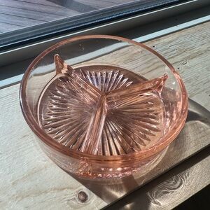 Vintage Pink Glass Divided Dish